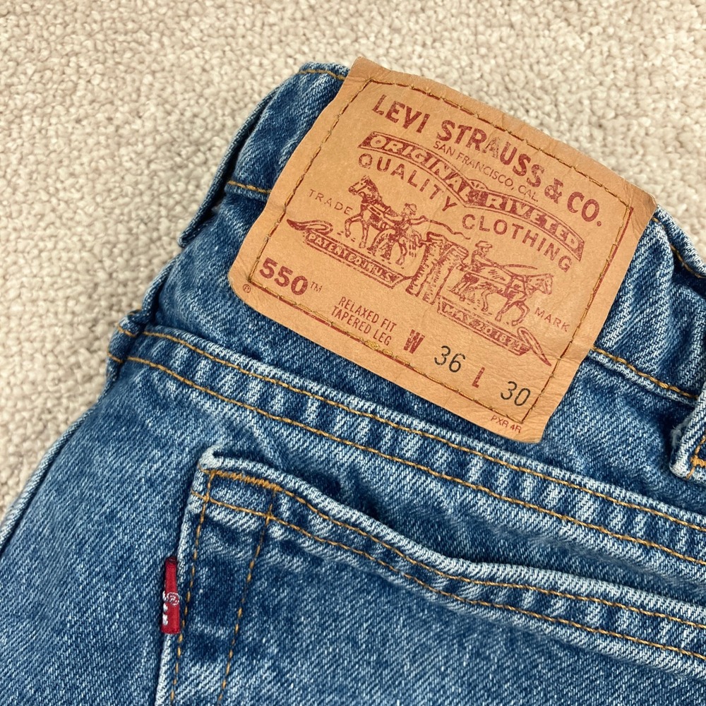 Vintage Levi Mens 36x30 (Fit 32x30) 550 Relaxed Tapered Jeans Blue Made USA 90's - Picture 6 of 10